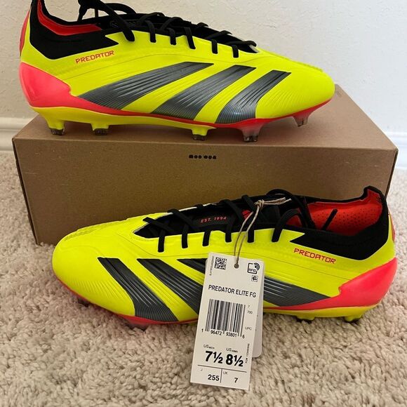 Adidas Soccer Cleats Predator Elite FG Yellow Pink - Picture 1 of 12